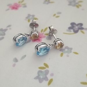 Stunning yellow and blue dangling earings